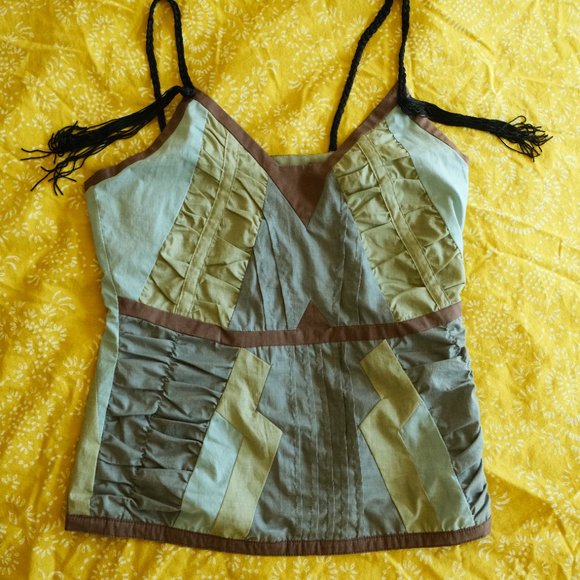 BCBGMaxAzria Designer V-neck Colour Block Tank Top - Picture 2 of 9